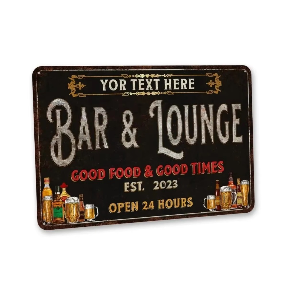 Home Bar Lounge - لوحة حائط معدنية مخصصة بنص شخصي